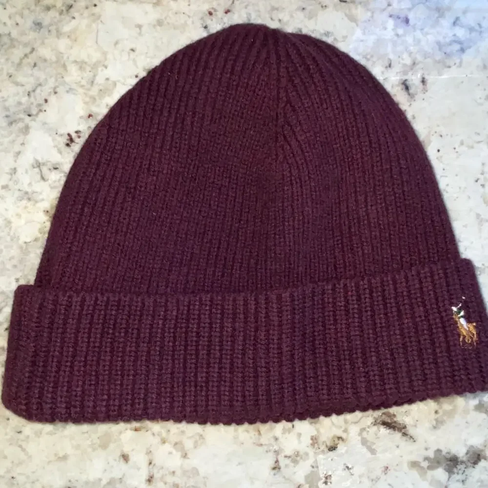 POLO Ralph Lauren $78 Signature Pony 100% Merino Wool-Beanie Juneberry OS NWOT